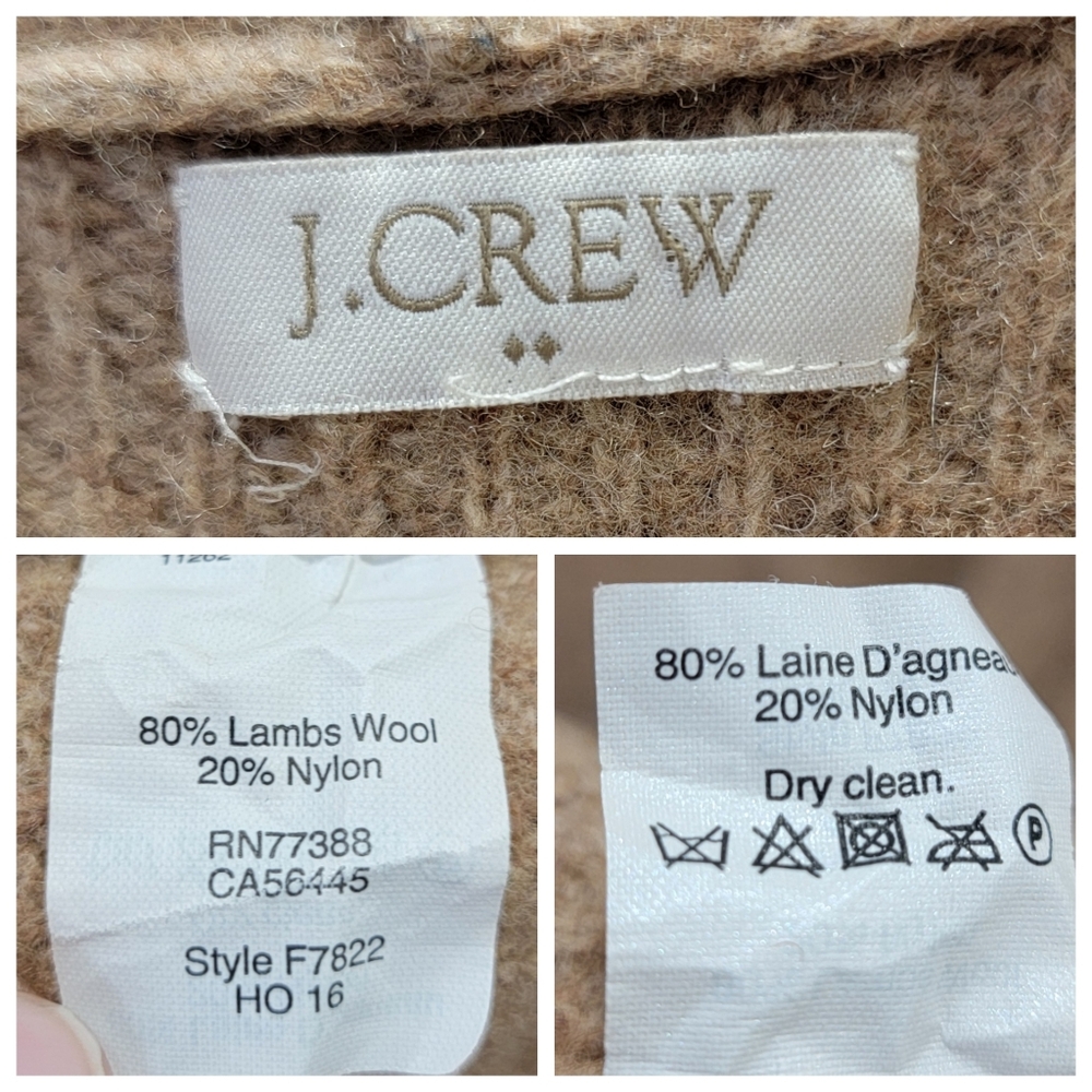 J.Crew Ribbed Knit Open Front Cardigan Sweater Tan Lambswool Neutral Women's S/M - Picture 13 of 15